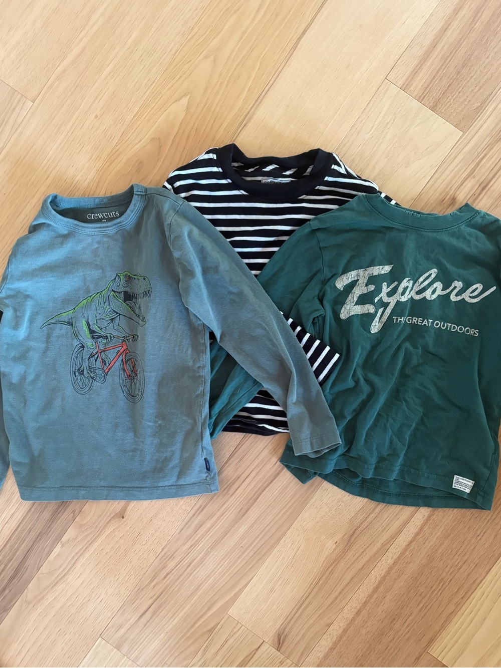 Crewcuts Boys' Green & Teal Graphic Long Sleeve Tops Trio